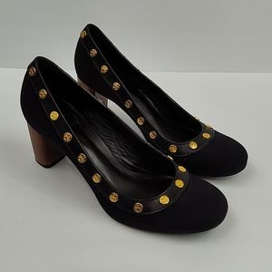 Tory Burch Derek Canvas Pumps With Logo Studs